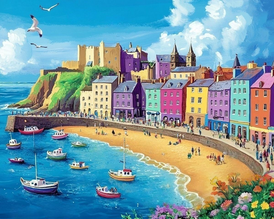 Boats By The Beach Diamond Art Kit