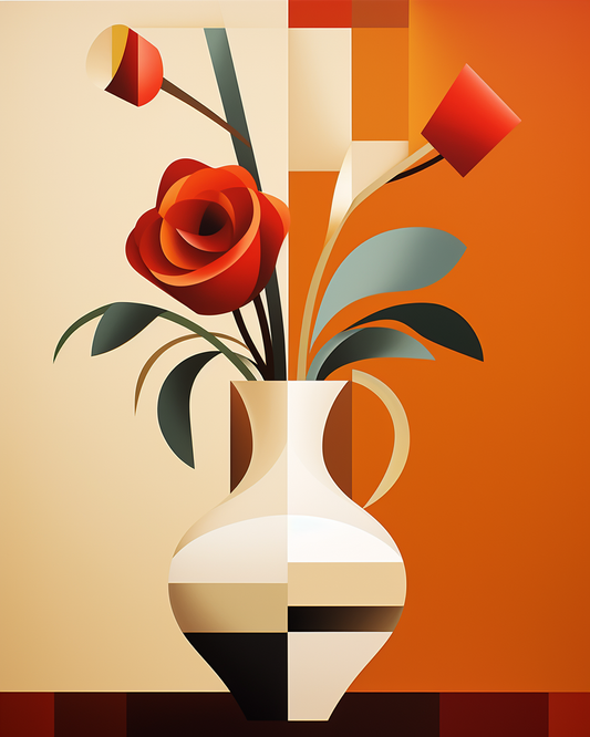 Abstract Vase And Roses Diamond Art Kit