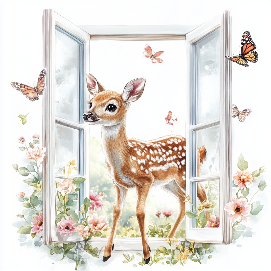 Open Door Fawn And Flowers Diamond Art Kit
