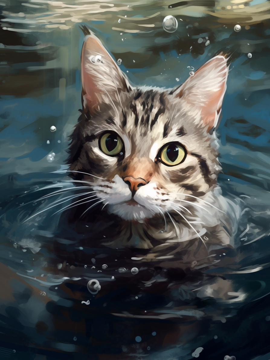 Cat In The Water Diamond Art Kit