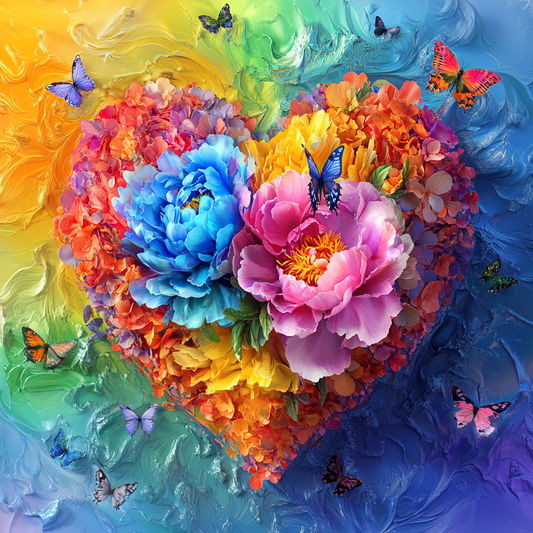 Two Peony Petal Heart Diamond Art Kit