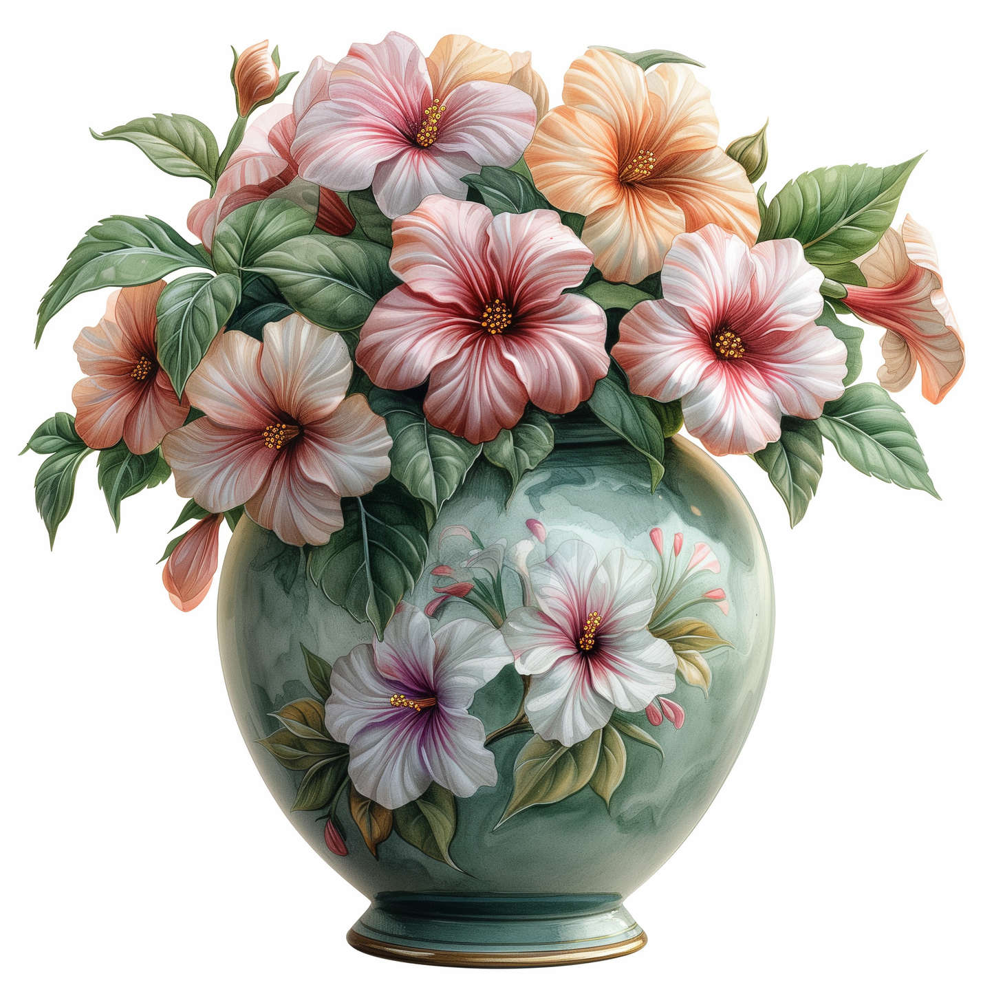 Green Flower Vase Of Flowers Diamond Art Kit