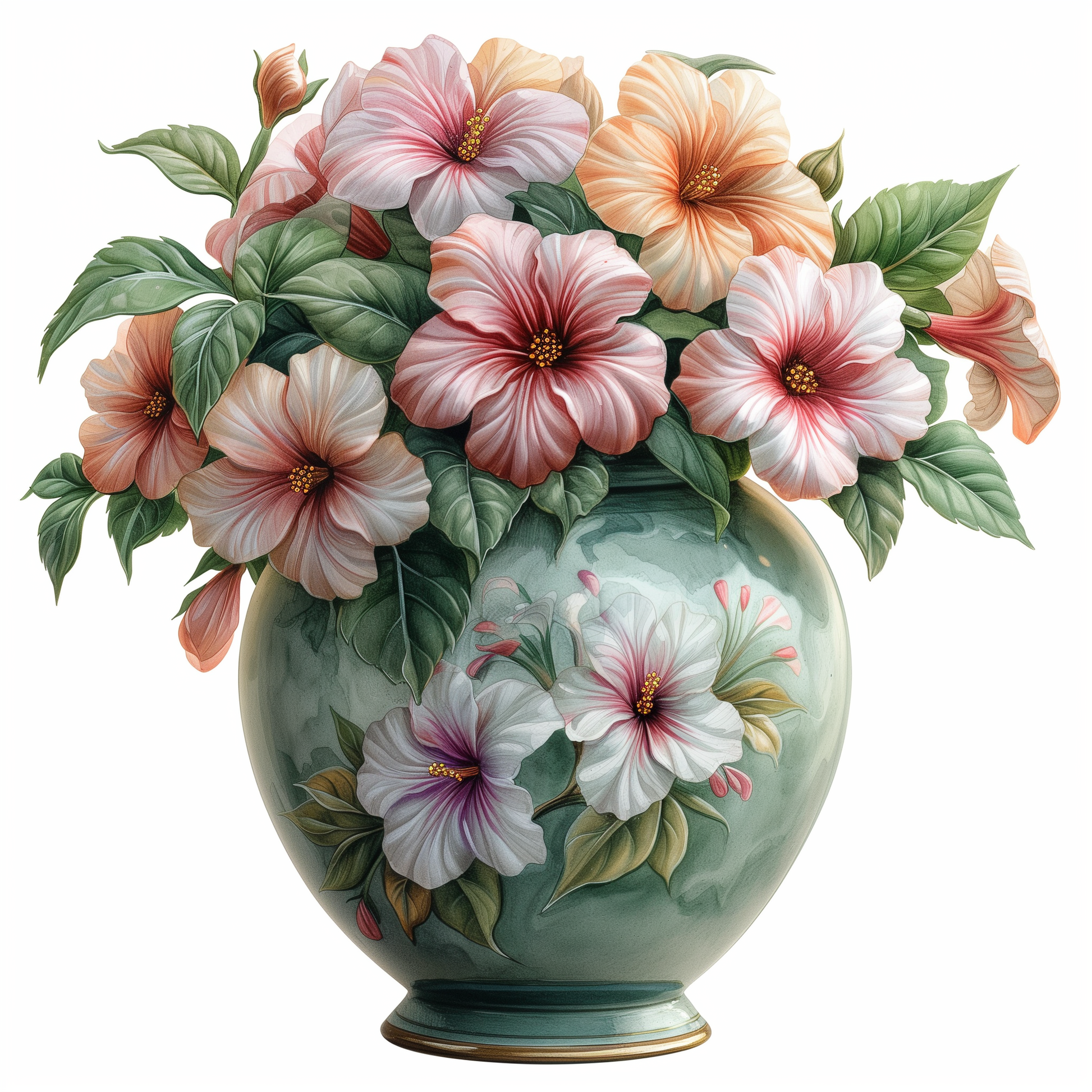 Green Flower Vase Of Flowers Diamond Art Kit