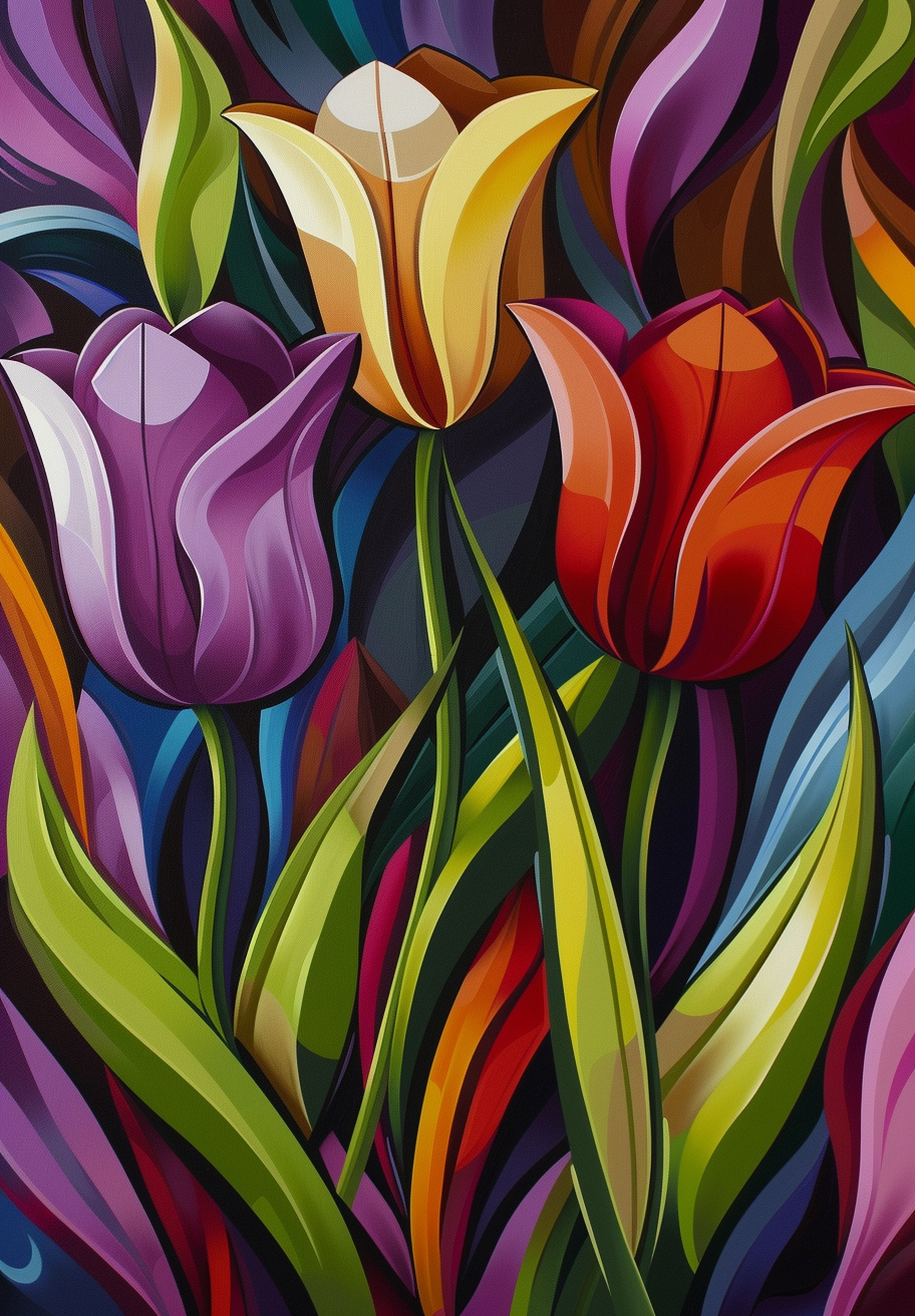 Three Tulips Abstract Diamond Art Kit