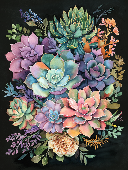 Pale Colored Succulents Diamond Art Kit