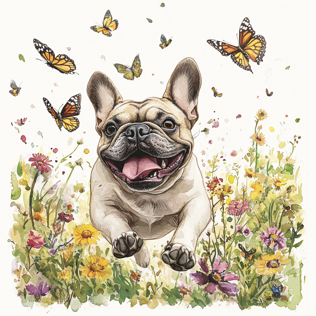 Running In Flowers Frenchie Diamond Art Kit