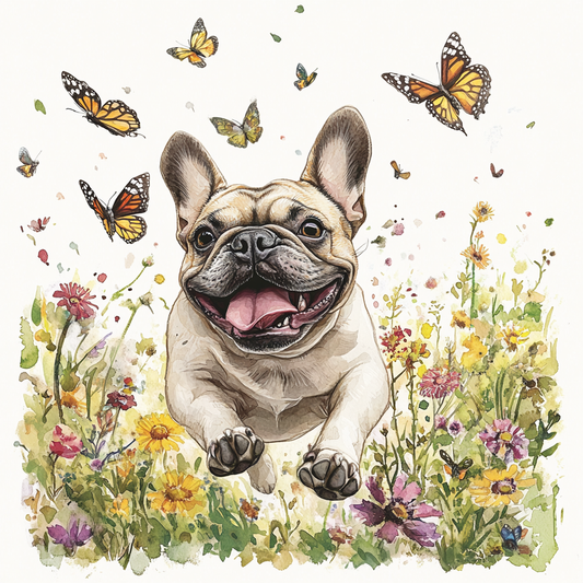 Running In Flowers Frenchie Diamond Art Kit