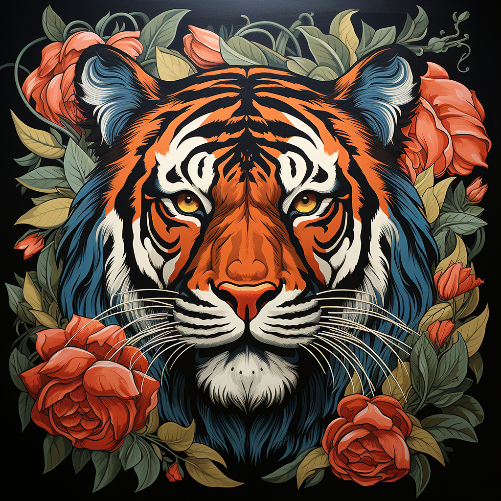 Tiger Flower Abstract Diamond Art Kit