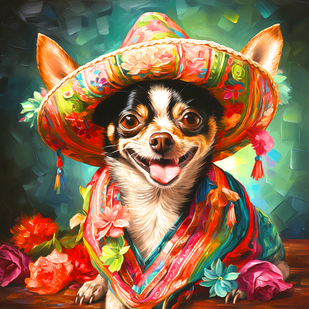Colorful Hat Chihuahua Diamond Art Kit