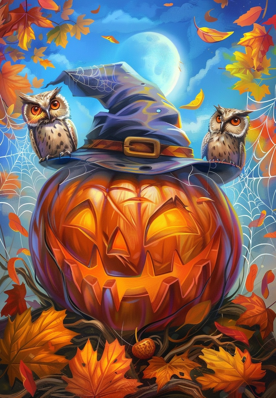 Two Owls On Hat Diamond Art Kit