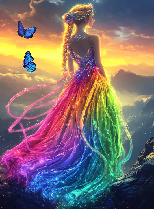 Two Blue Butterflies Rainbow Dress Diamond Art Kit