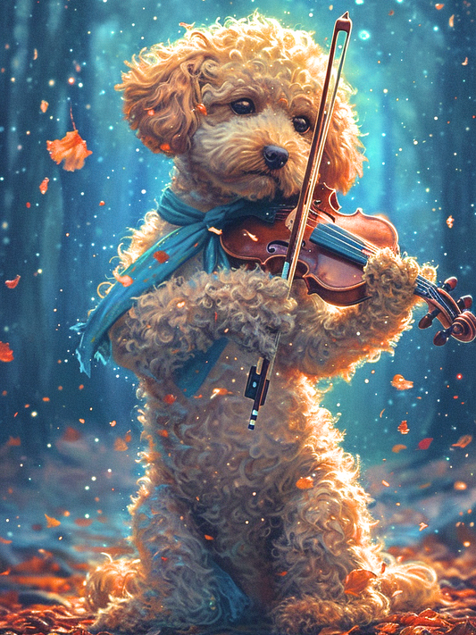 Poodle Violinist Diamond Art Kit
