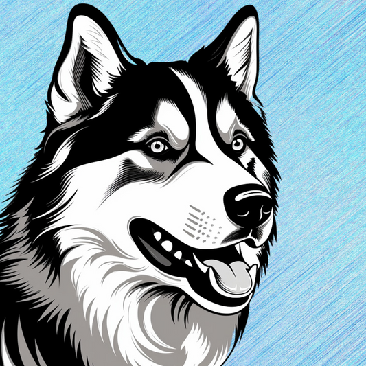 Akita Black White Diamond Art Kit