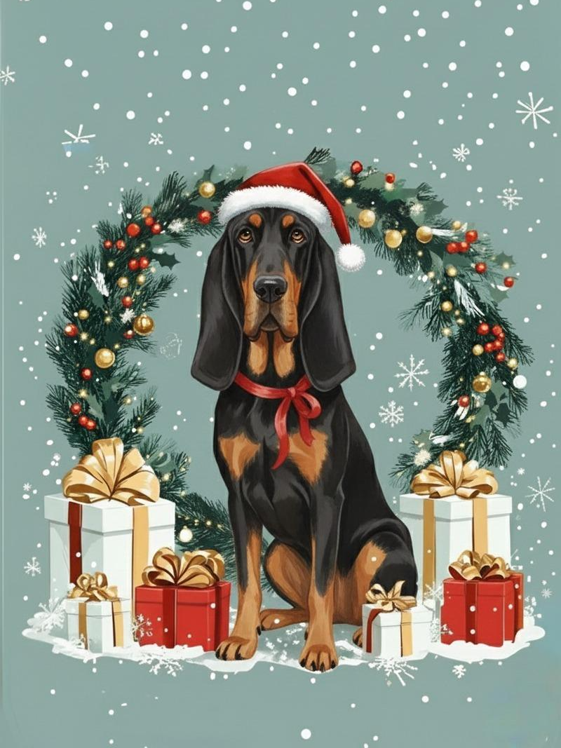 Christmas Arch And Presents Bloodhound Diamond Art Kit