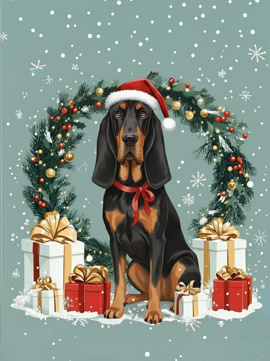 Christmas Arch And Presents Bloodhound Diamond Art Kit
