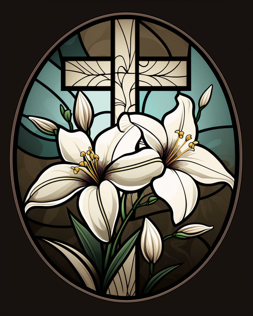 Two White Lily Cross Panel Diamond Art Kit