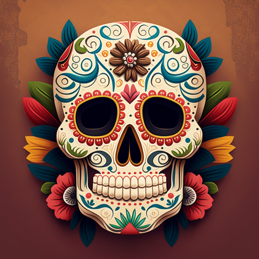 Brown Daisy Skull Diamond Art Kit