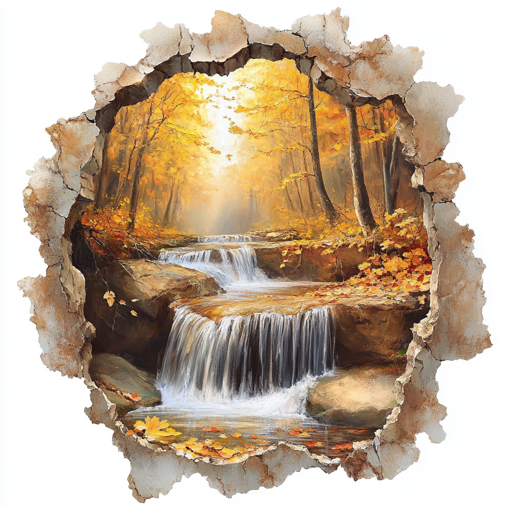 White Cracked Wall Flowing River Diamond Art Kit