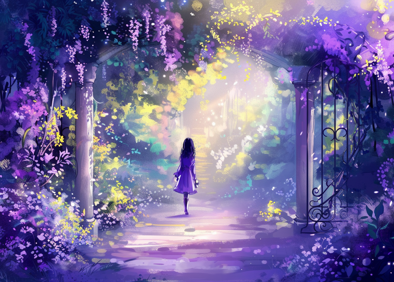 Purple Dress And Purple Flowers Diamond Art Kit