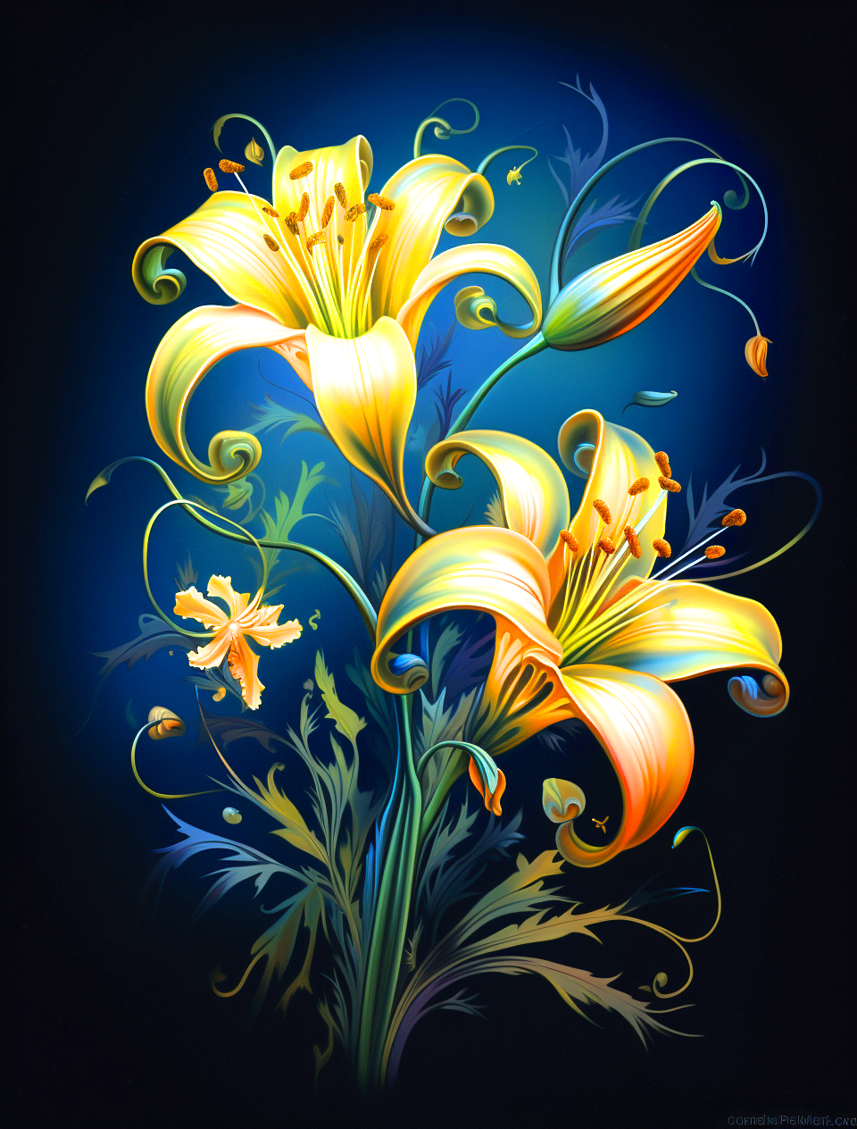 Abstract Yellow Lilies Diamond Art Kit