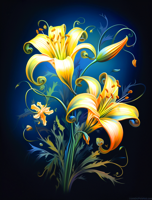 Abstract Yellow Lilies Diamond Art Kit