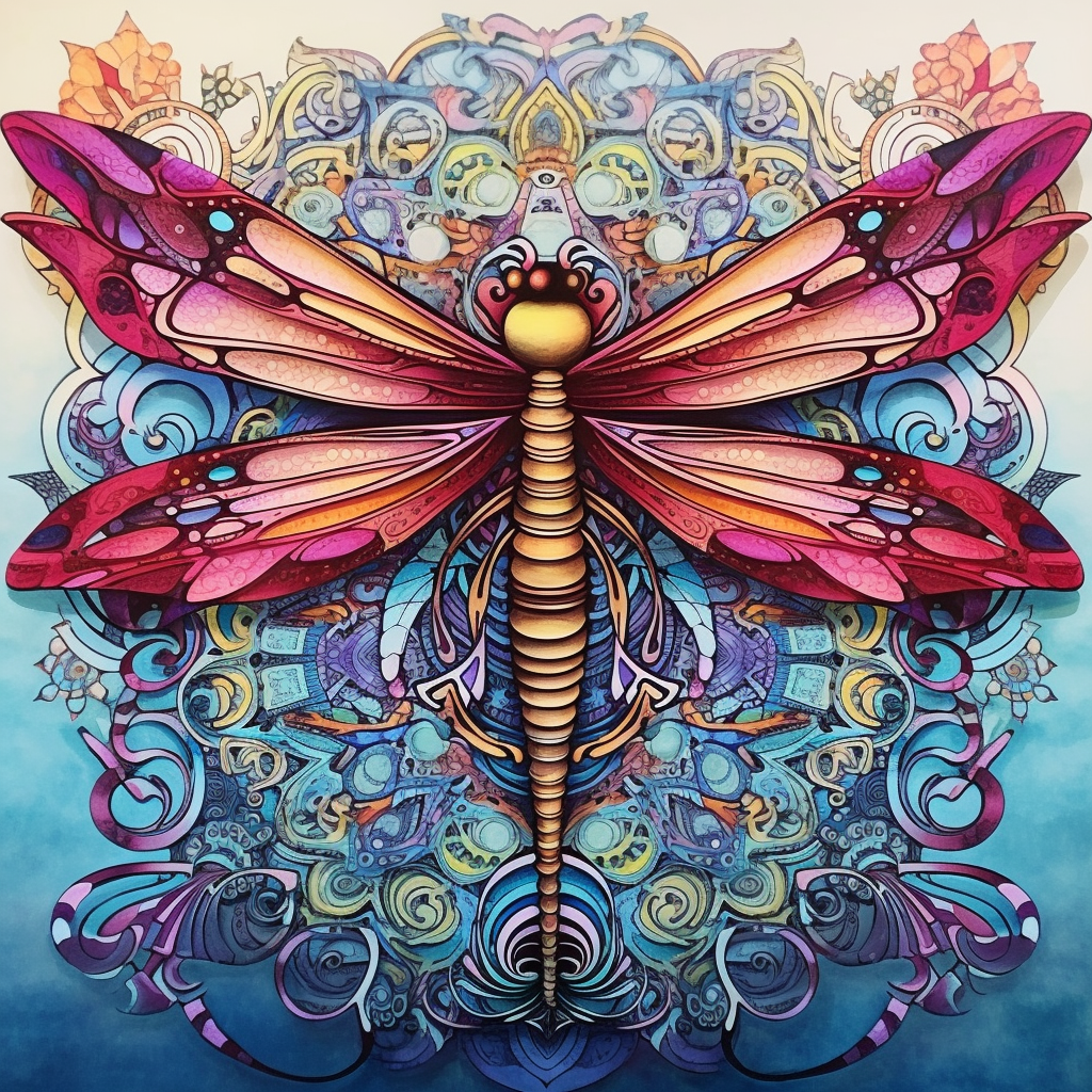 Abstract Pink Wing Dragonfly Diamond Art Kit