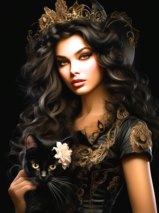 Flower Black Catwoman Diamond Art Kit