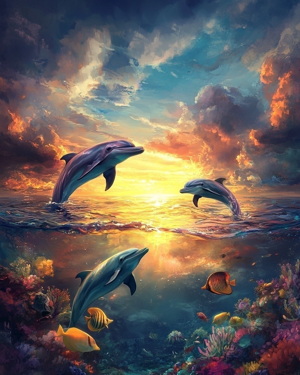 Dolphins In The Sea Diamond Art Kit