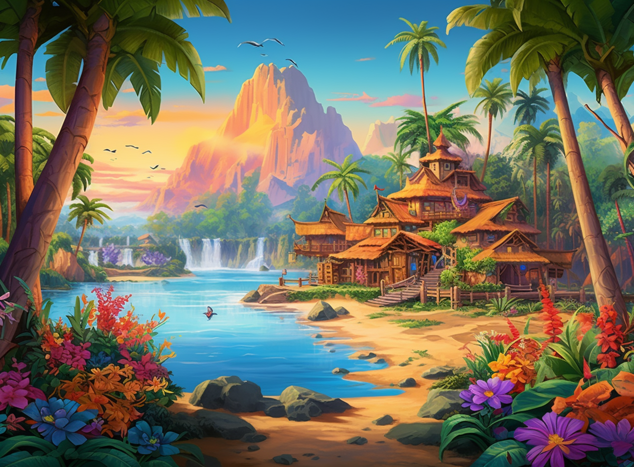Multilevel Island Hut Diamond Art Kit
