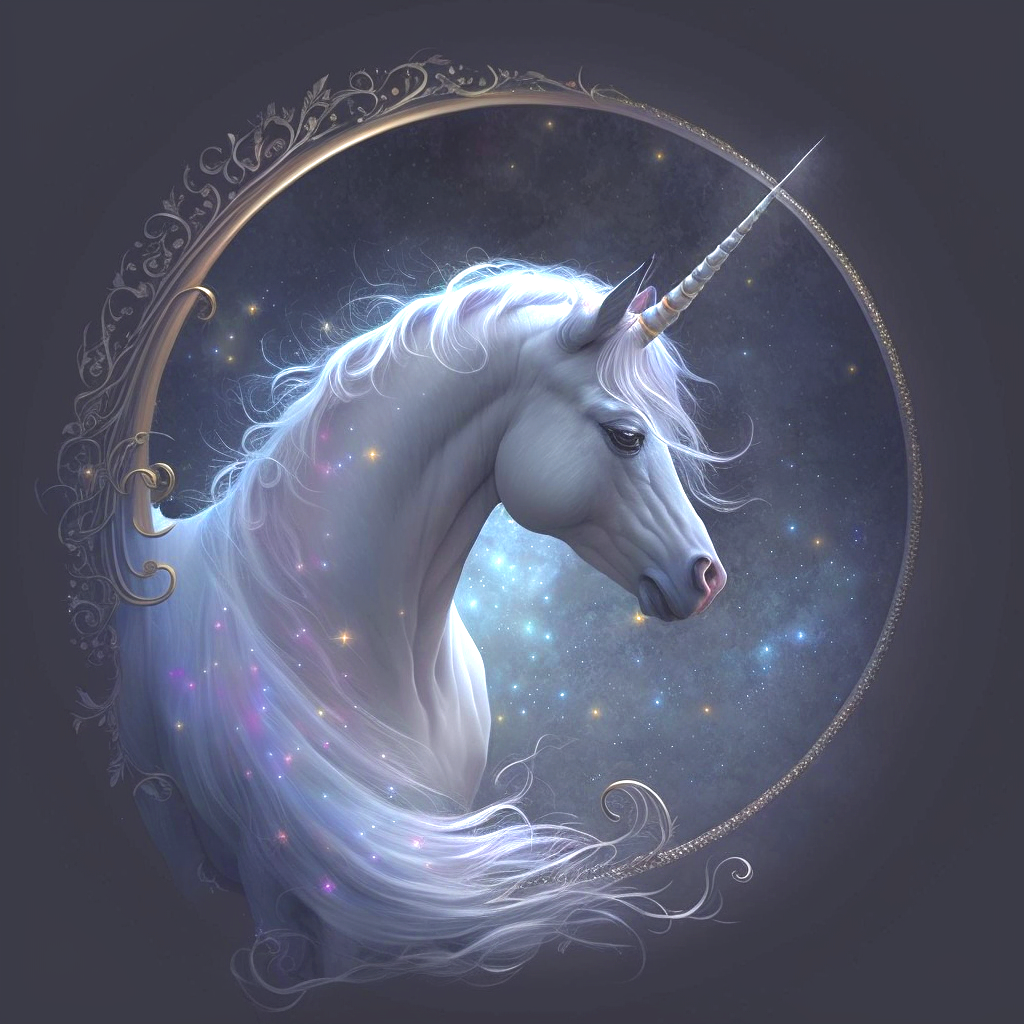 Silver Horn Unicorn Circle Diamond Art Kit