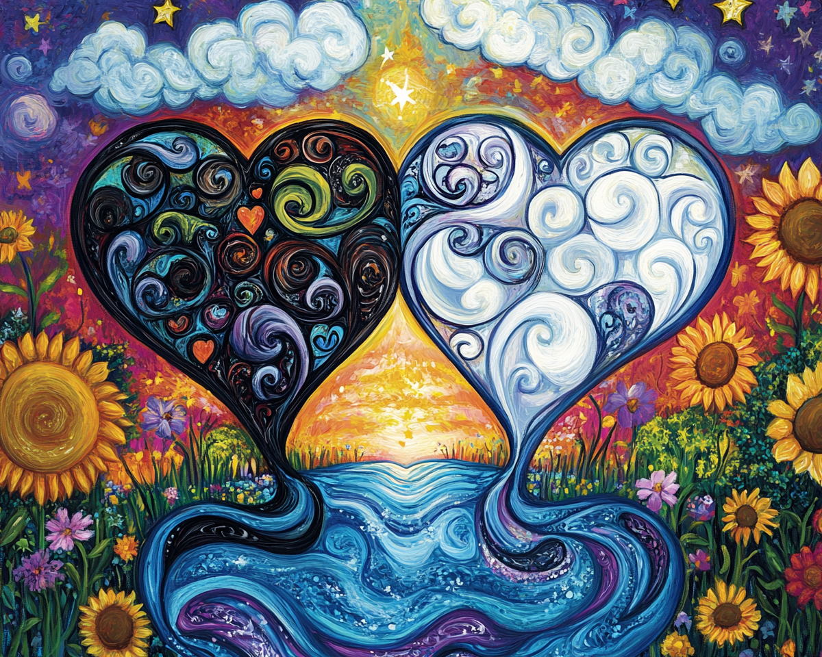 Black And Blue Hearts Diamond Art Kit