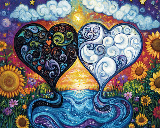Black And Blue Hearts Diamond Art Kit