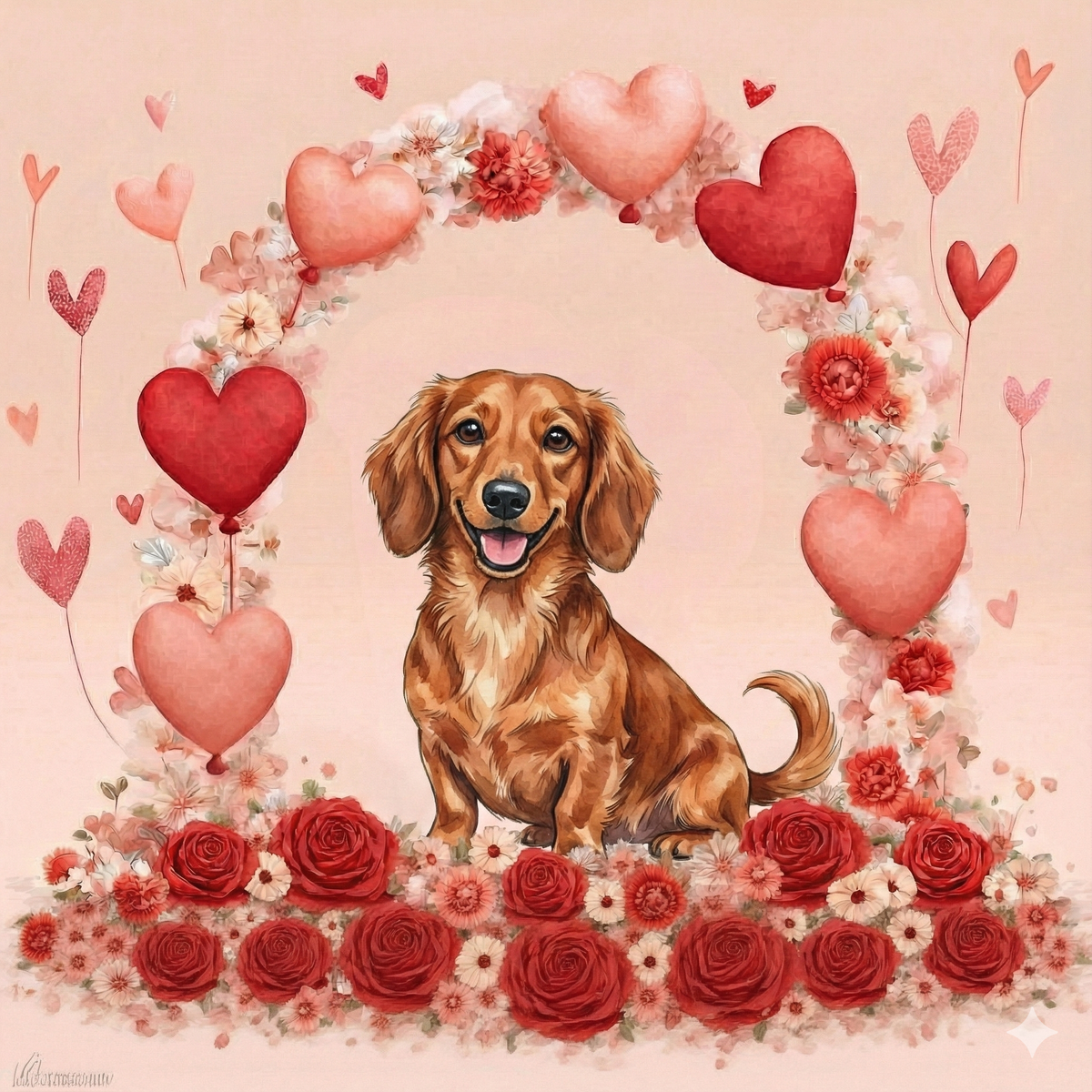 Heart Arch Dachshund Diamond Art Kit