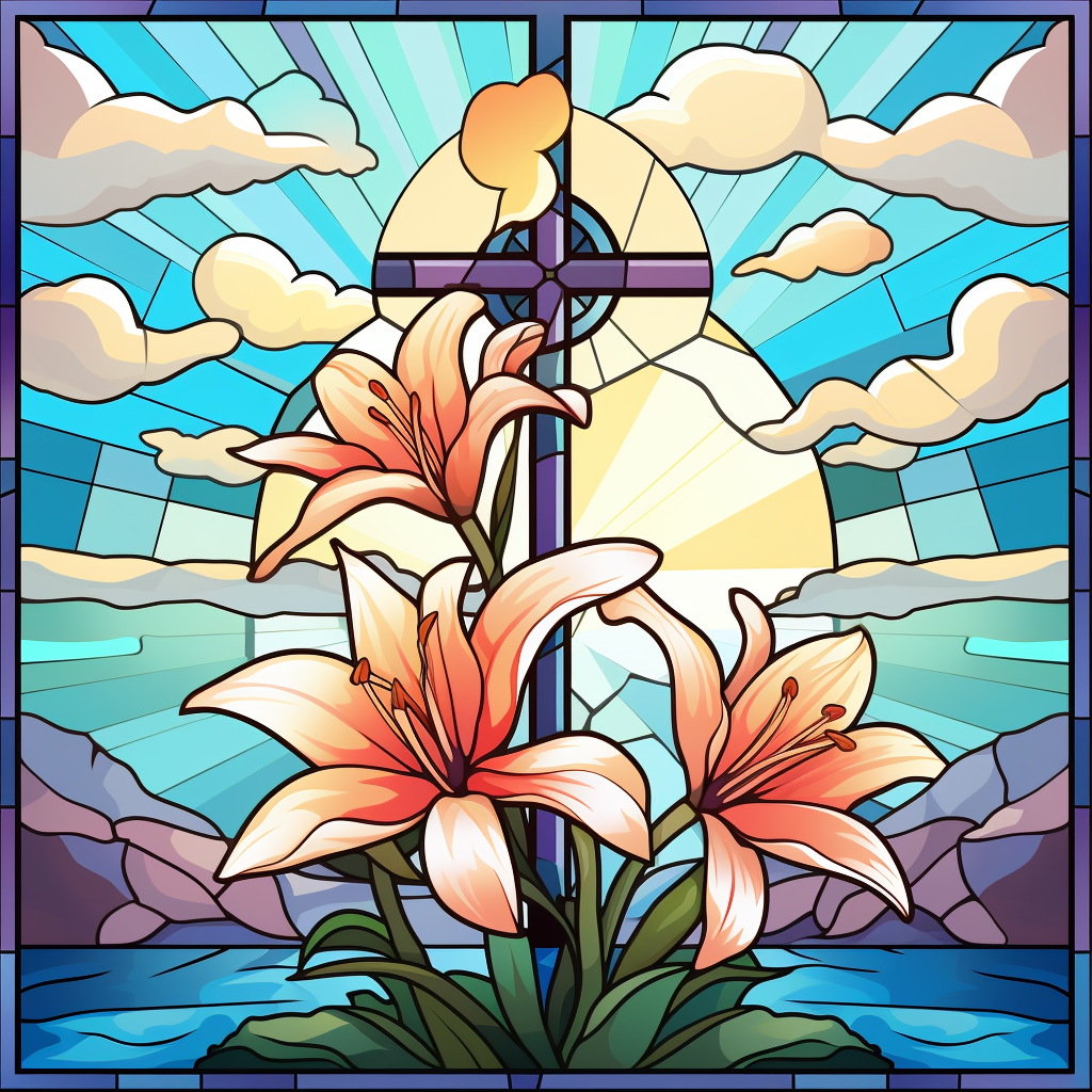 Purple Cross Easter Lily Abstract Diamond Art Kit