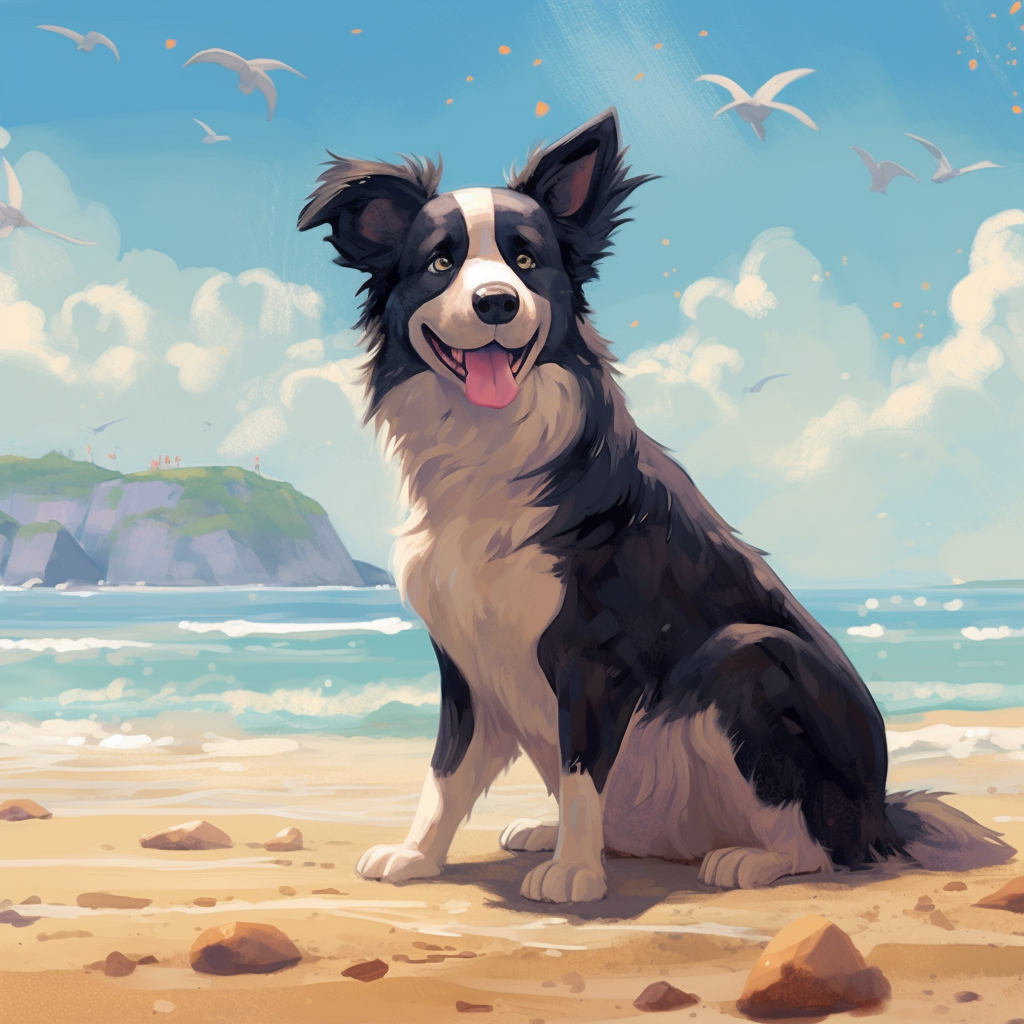 Border Collie On The Beach Diamond Art Kit