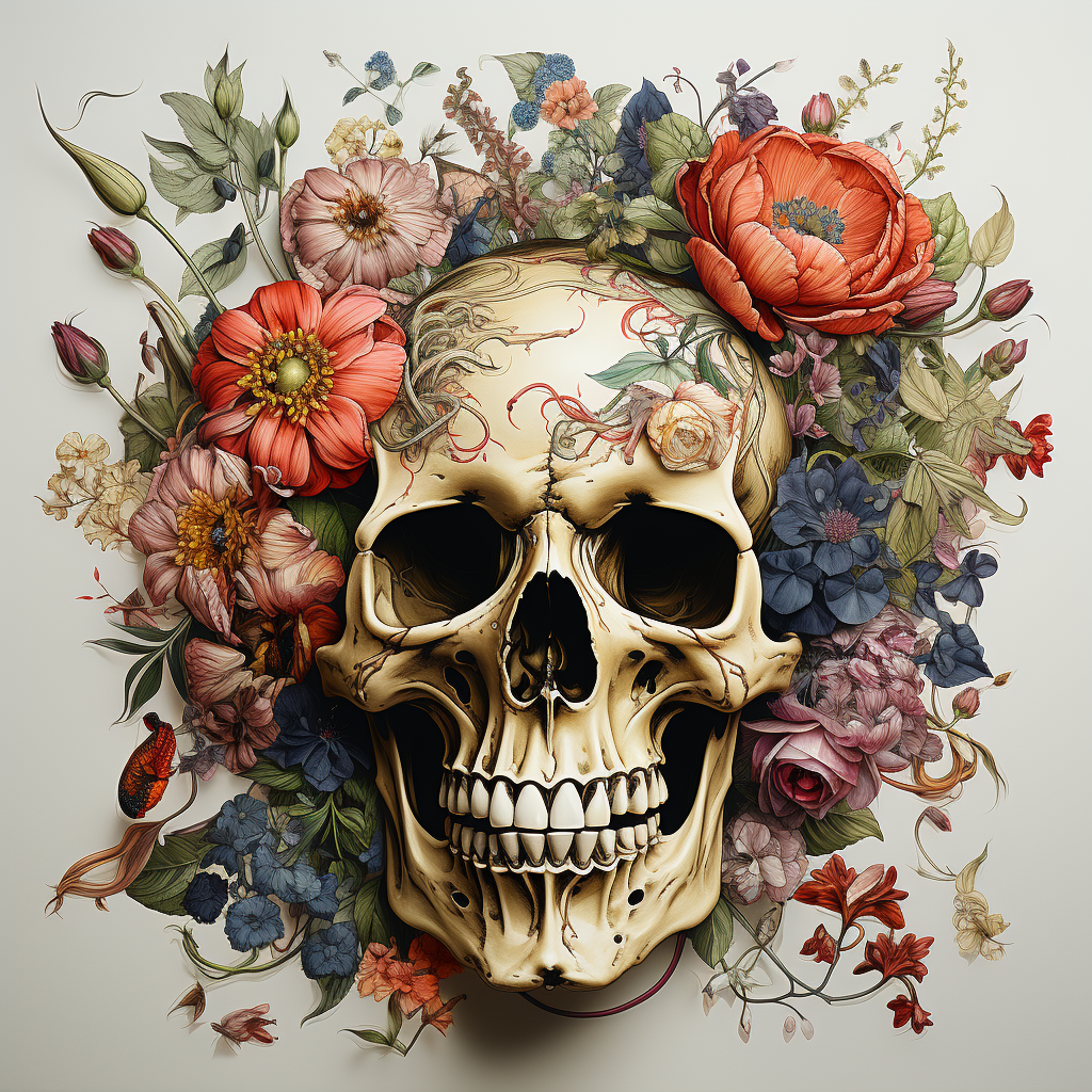 Orange Flower Skull Diamond Art Kit