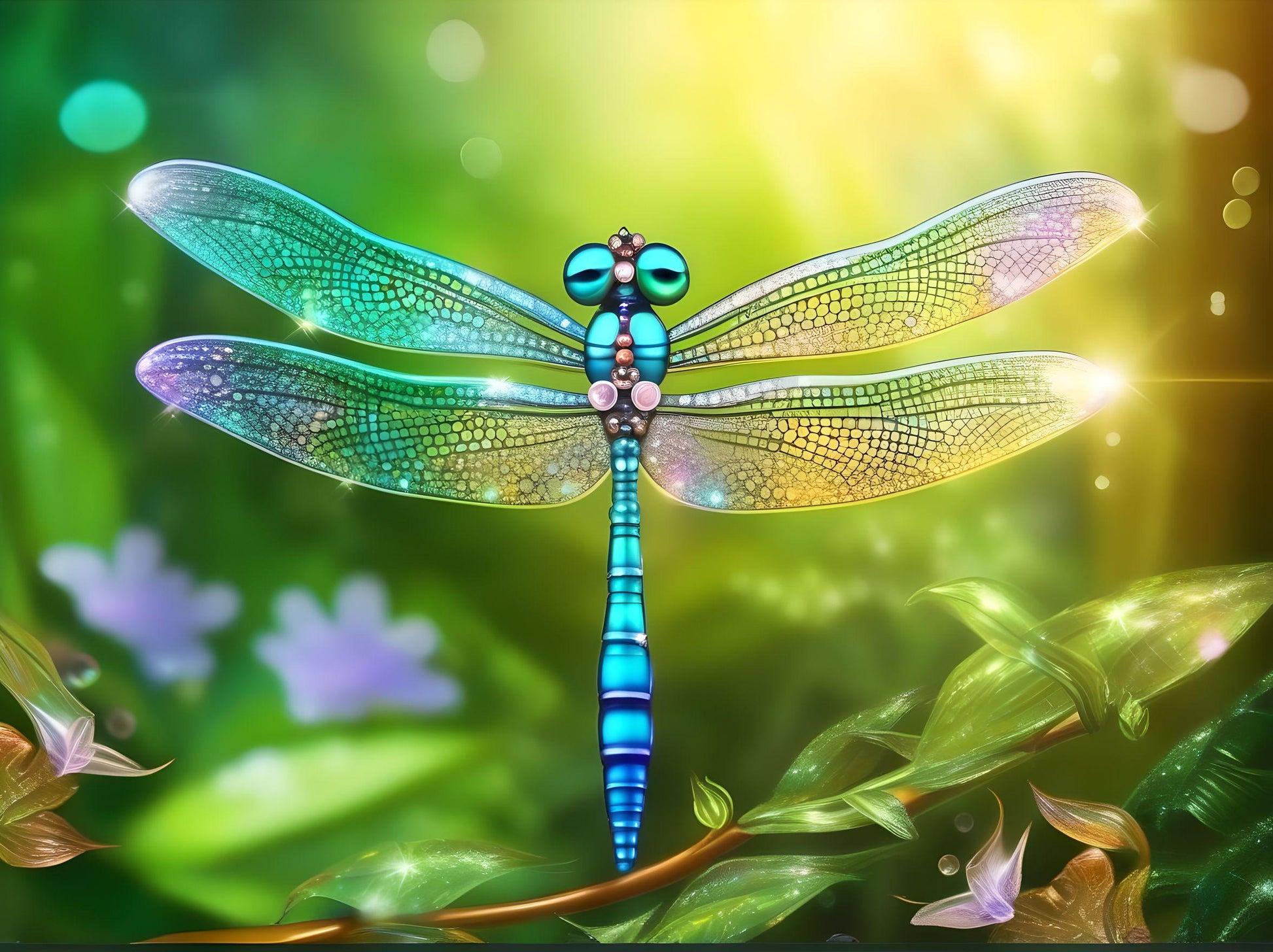 Green Glowing Dragonfly Diamond Art Kit