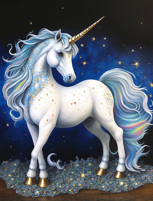 Light Lbue Mane Unicorn Diamond Art Kit