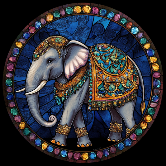 Colorful Jewel Circle Elephant Diamond Art Kit