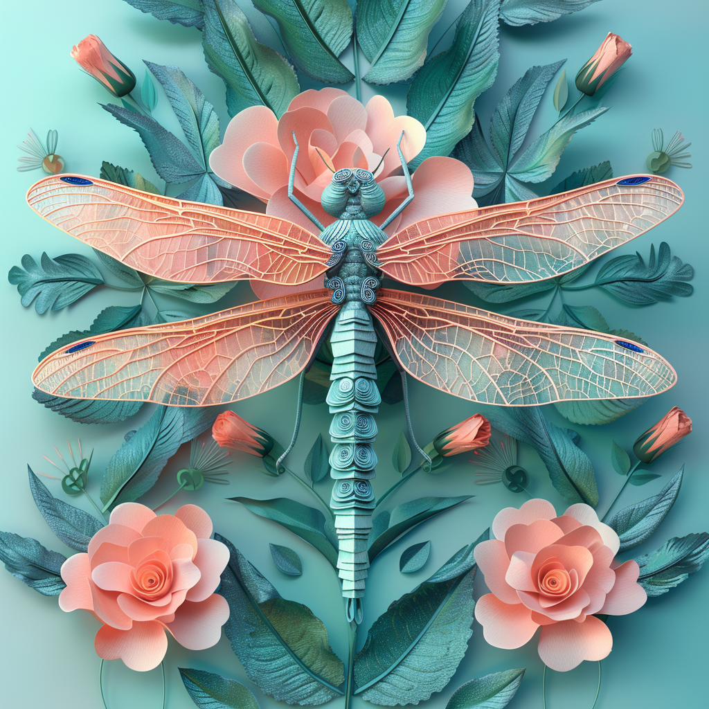 Peach Wing Abstract Dragonfly Diamond Art Kit