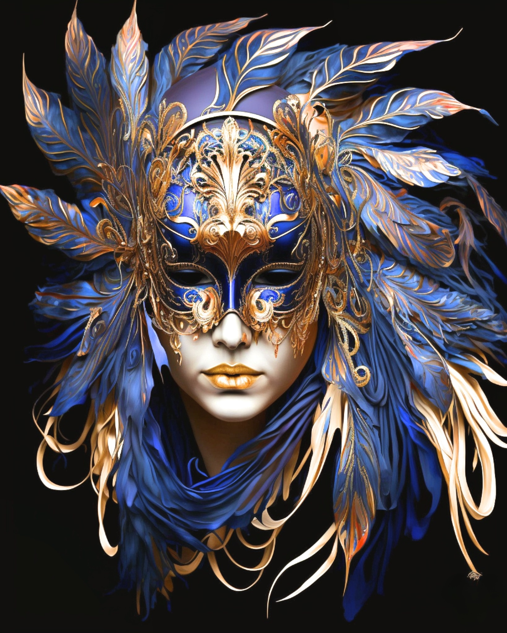 Royal Blue Gold Mask Diamond Art Kit