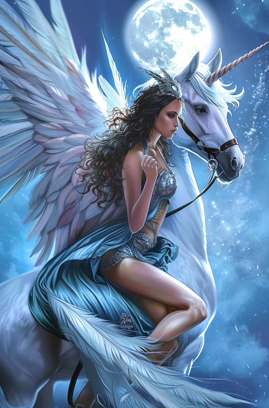 Angel And Unicorn Moonlight Diamond Art Kit