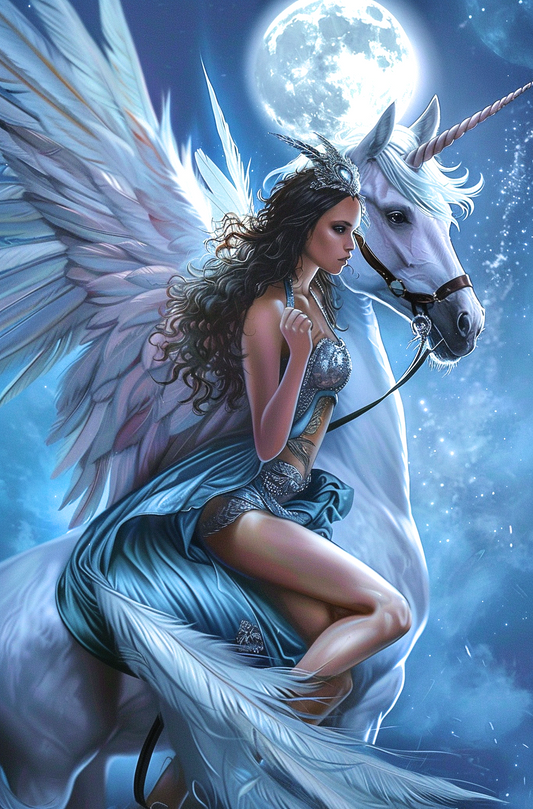 Angel And Unicorn Moonlight Diamond Art Kit