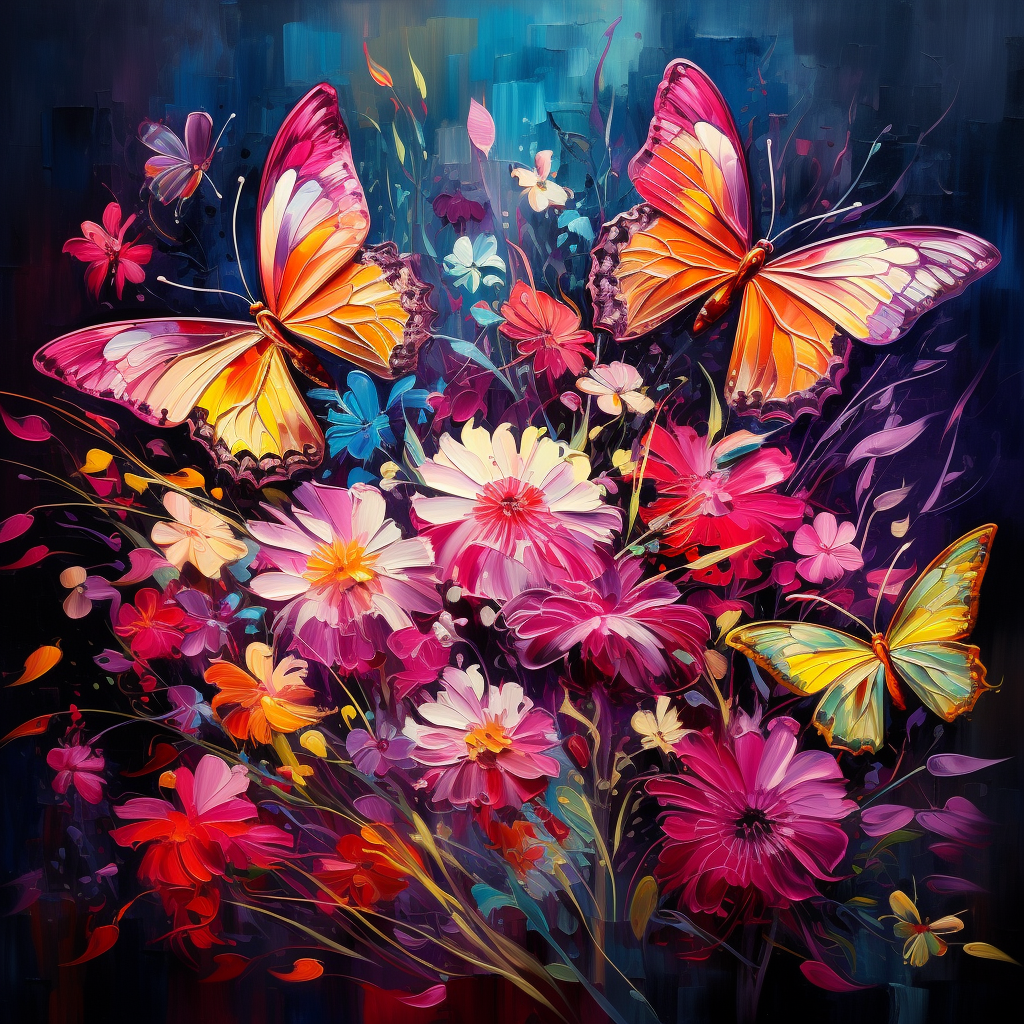 Three Butterflies Wildflowers Diamond Art Kit
