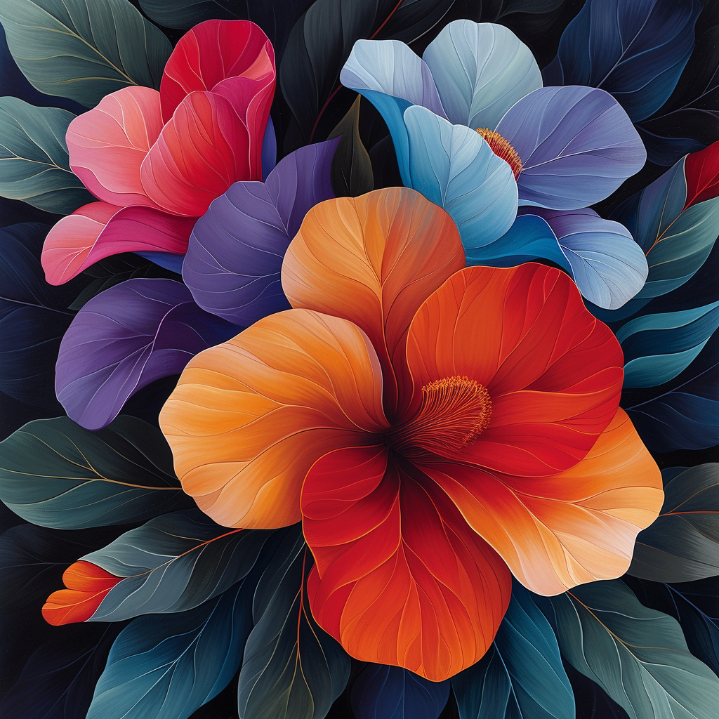 Four Flower Abstract Diamond Art Kit