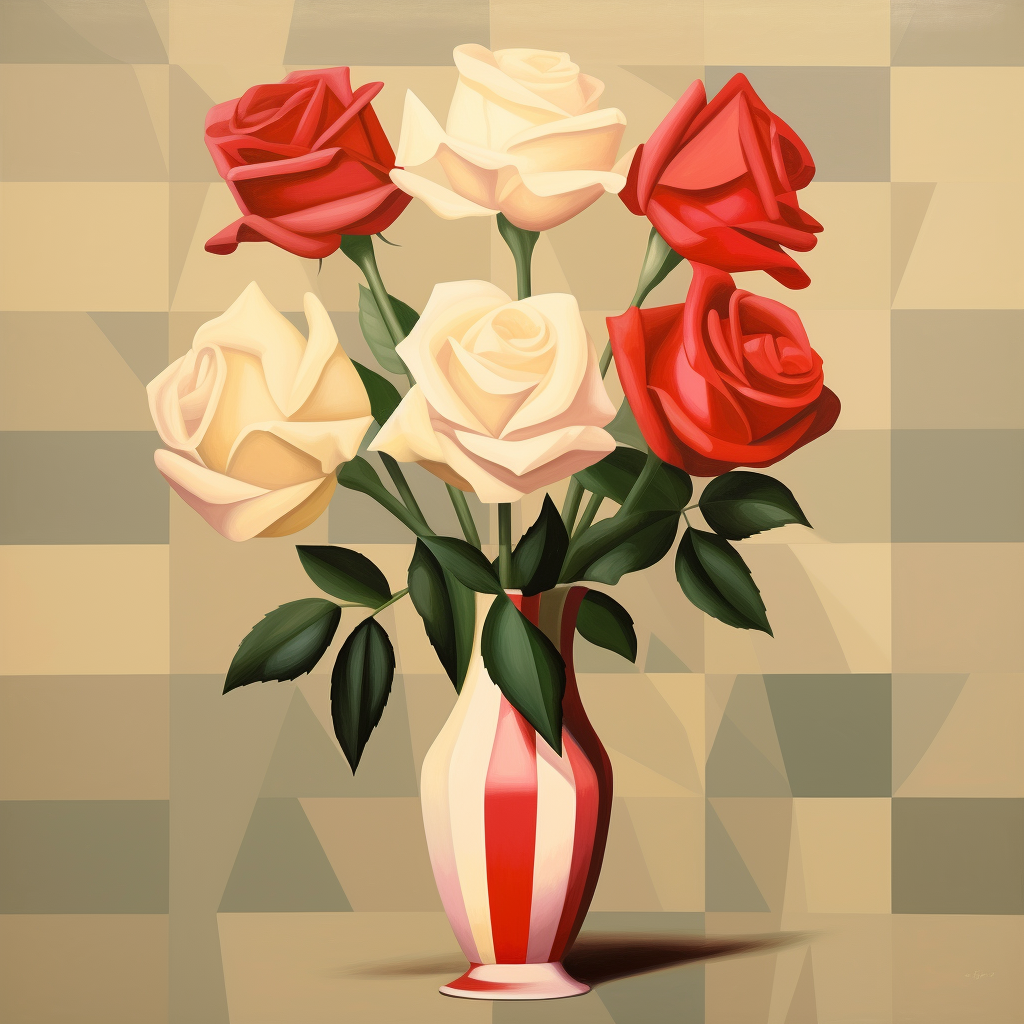 Striped Vase Of Roses Diamond Art Kit