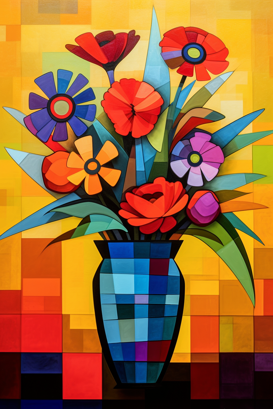 Blue Vase Abstract Flowers Diamond Art Kit