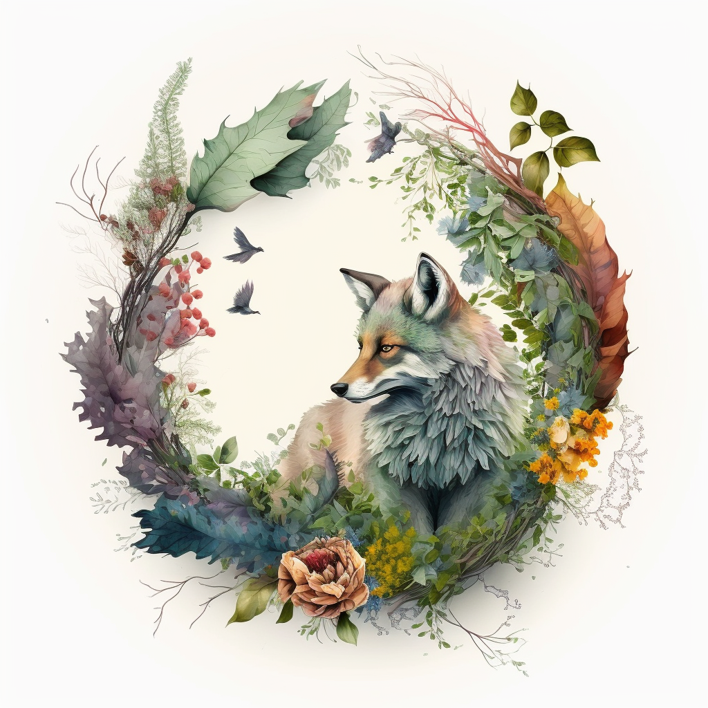 Fox Flower Wreath Diamond Art Kit