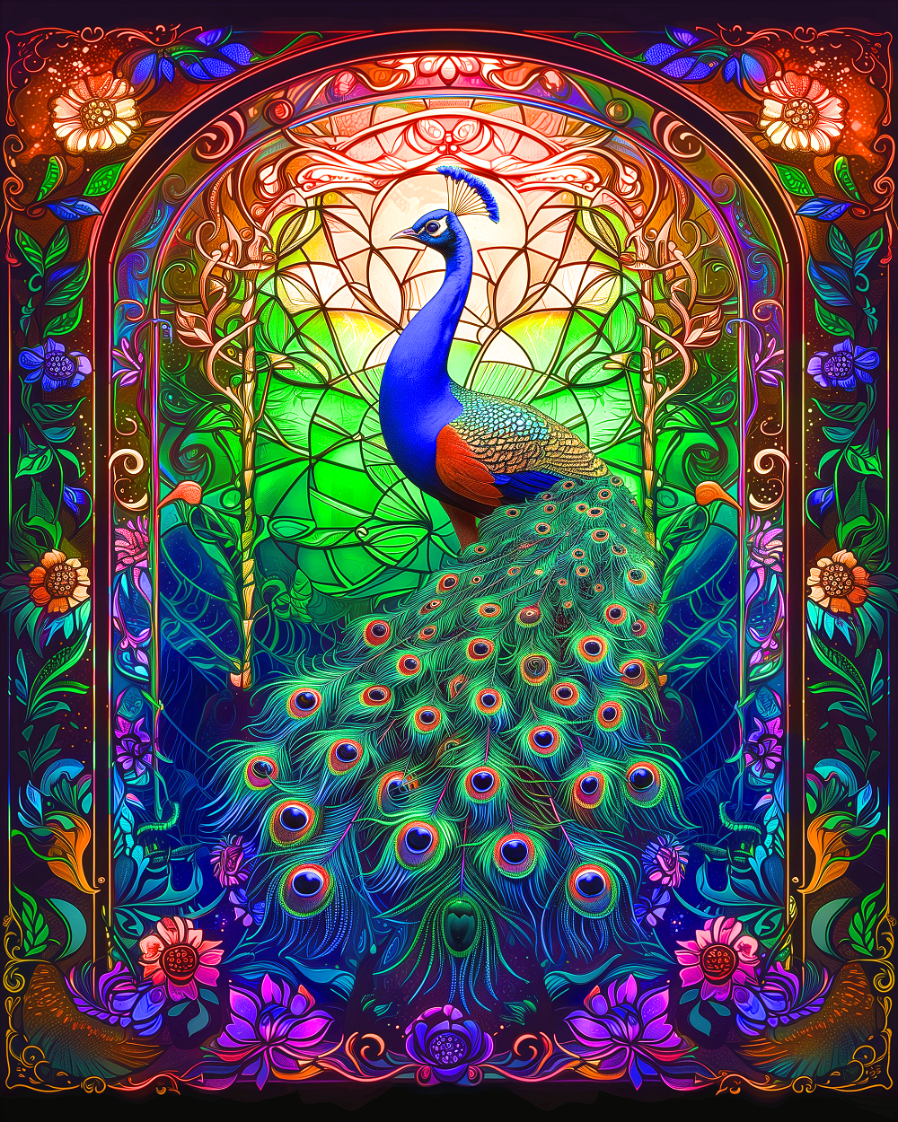 Peacock Colorful Window Diamond Art Kit