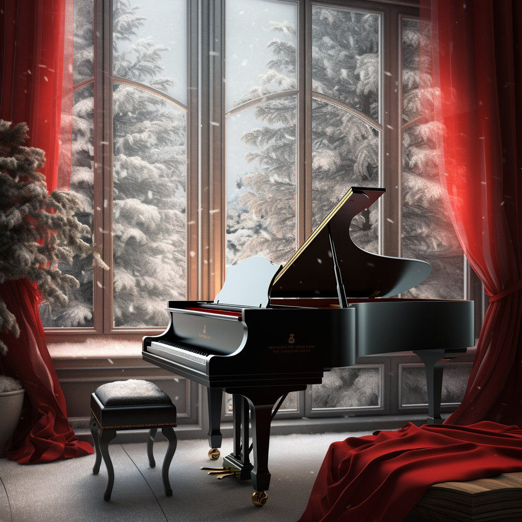 Red Drape Black Piano Diamond Art Kit